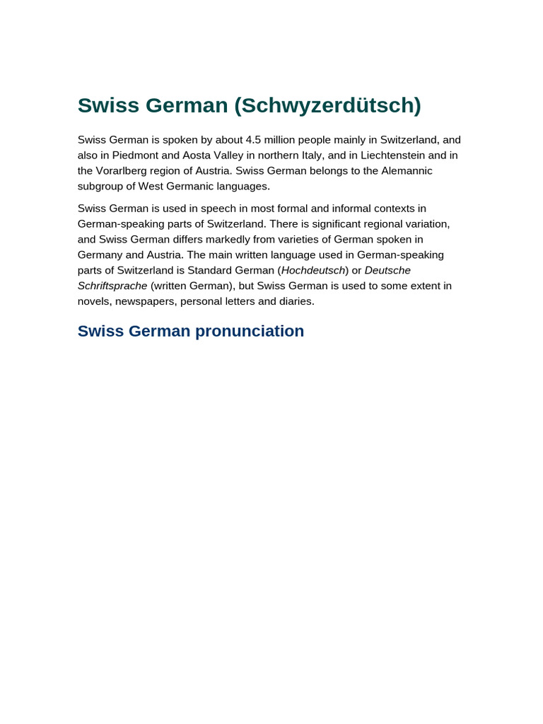 Swiss German Alphal | PDF | German Language | Phonetics