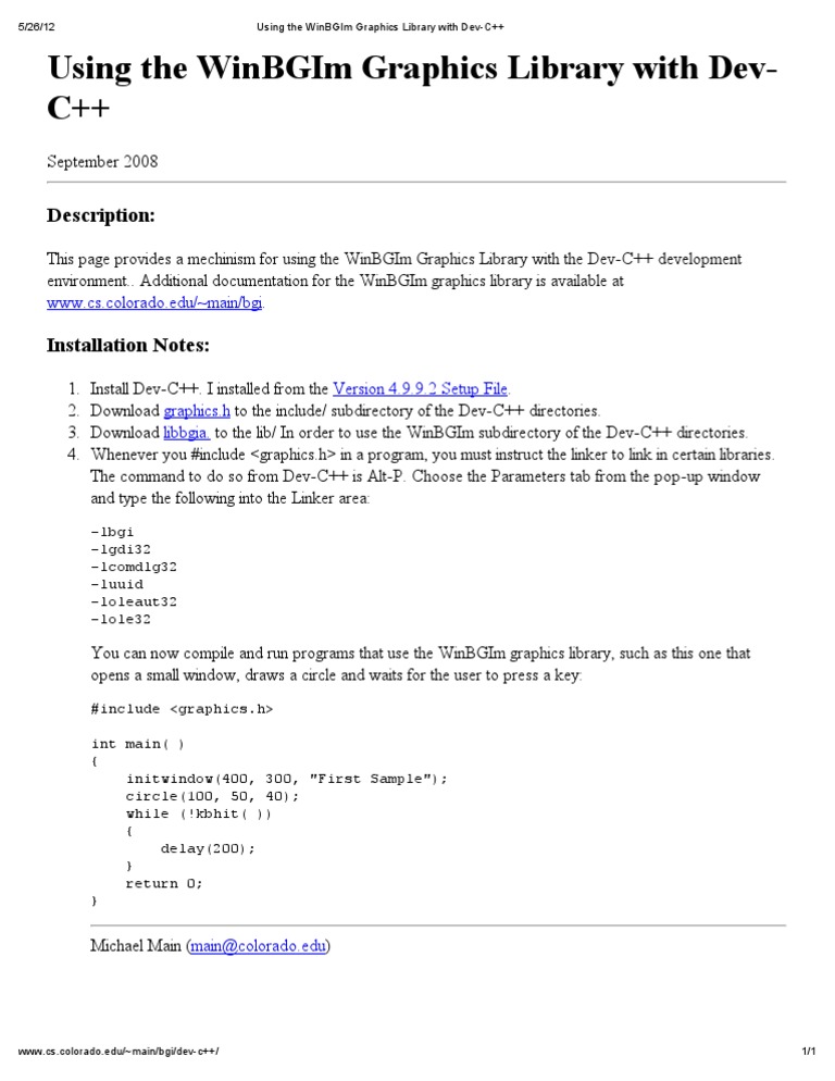 Graphics.h And Winbgim Header Files Download