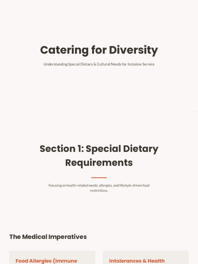 Catering For Diversity - Food and Beverages | PDF