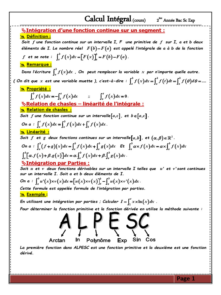 Intégration et calculs d'aires et volumes | PDF | Intégral | Fonction ...