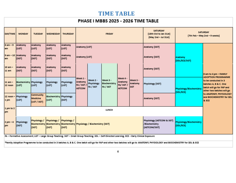 University Timetable 2025 | PDF | Biology