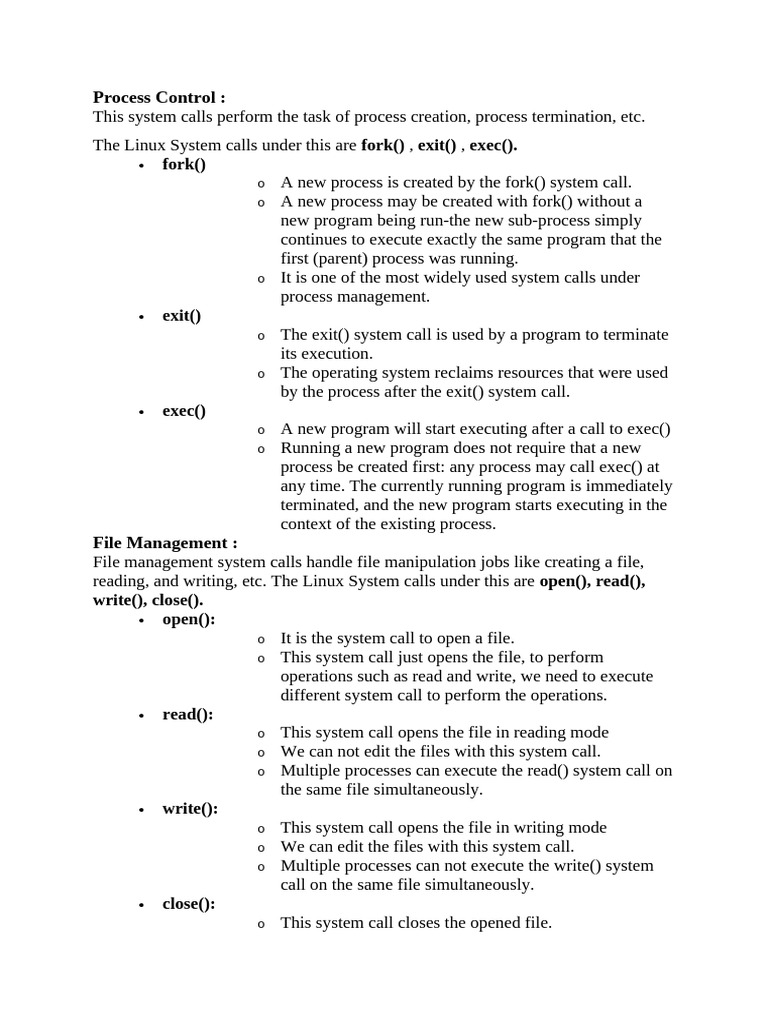 System Calls | PDF | Scheduling (Computing) | Process (Computing)