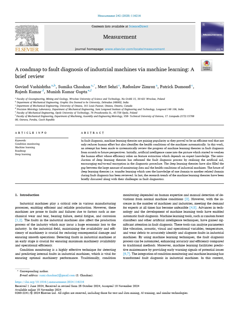 A Roadmap To Fault Diagnosis of Industrial Machines Via Machine ...