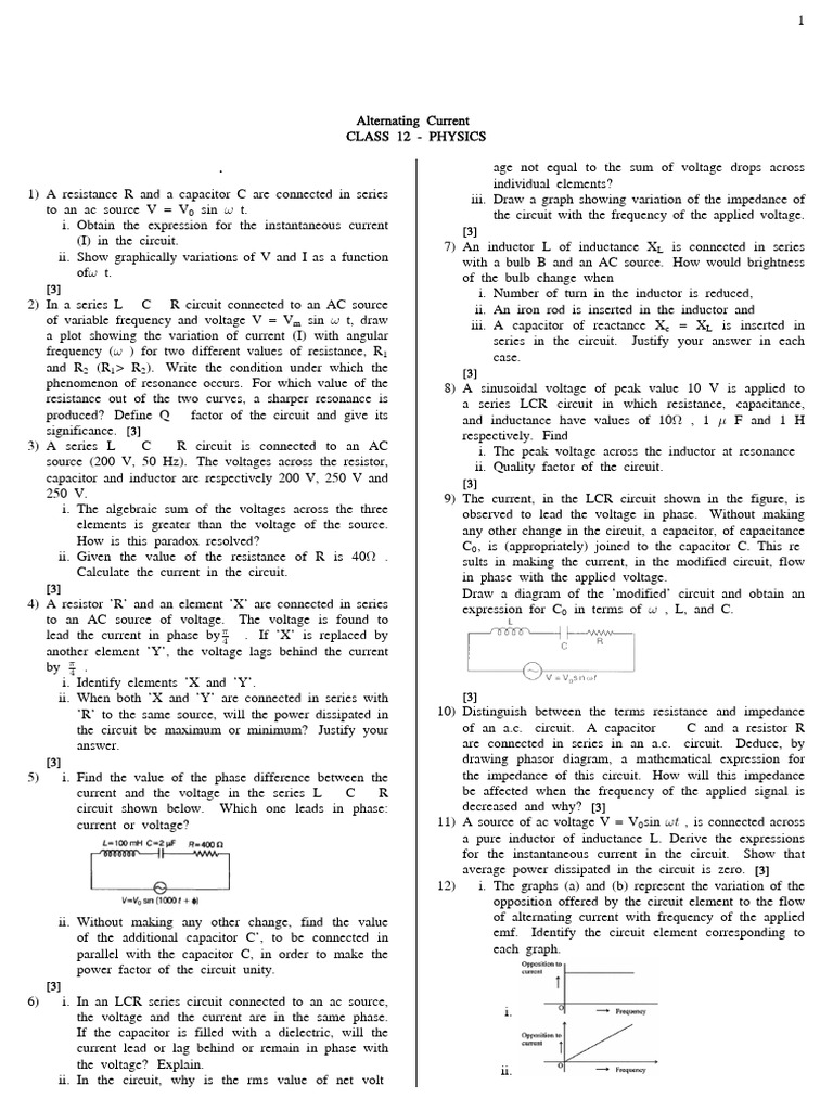 AC Circuit Analysis and Resonance Concepts | PDF | Electrical Impedance ...