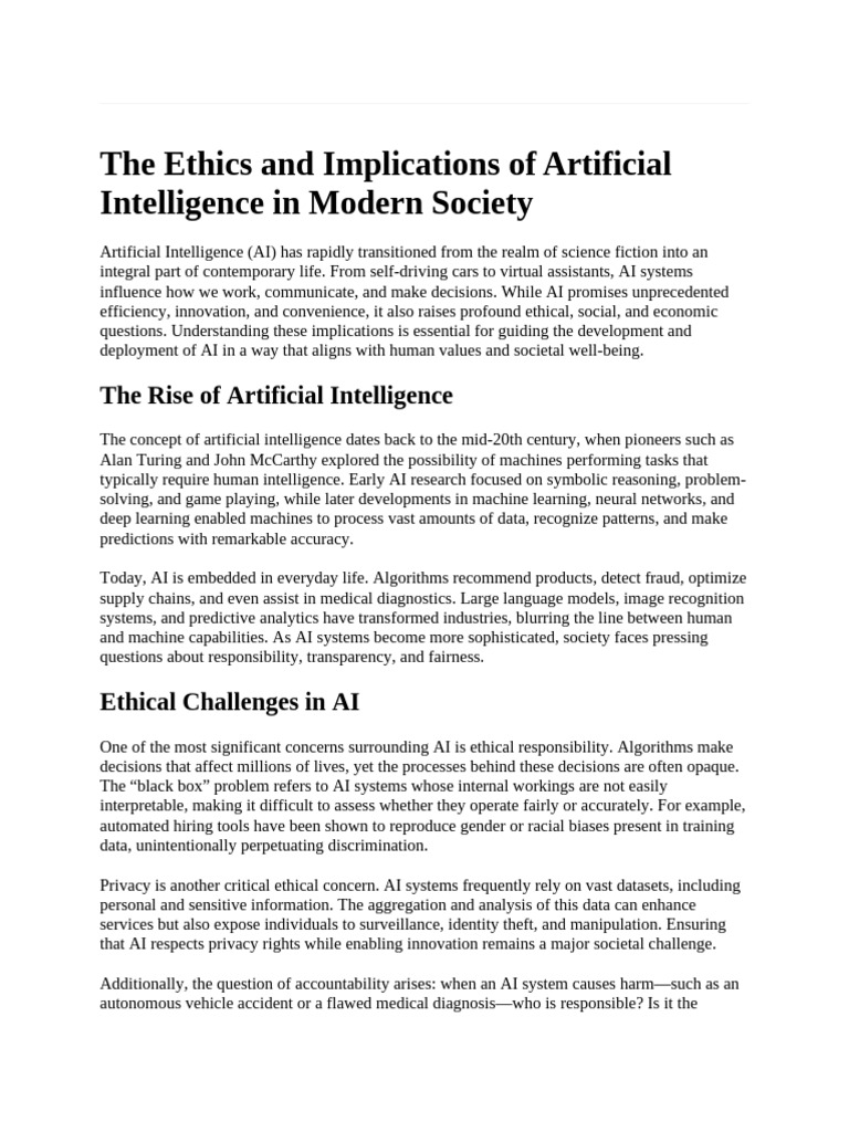 Ethics of AI in Modern Society | PDF | Artificial Intelligence ...