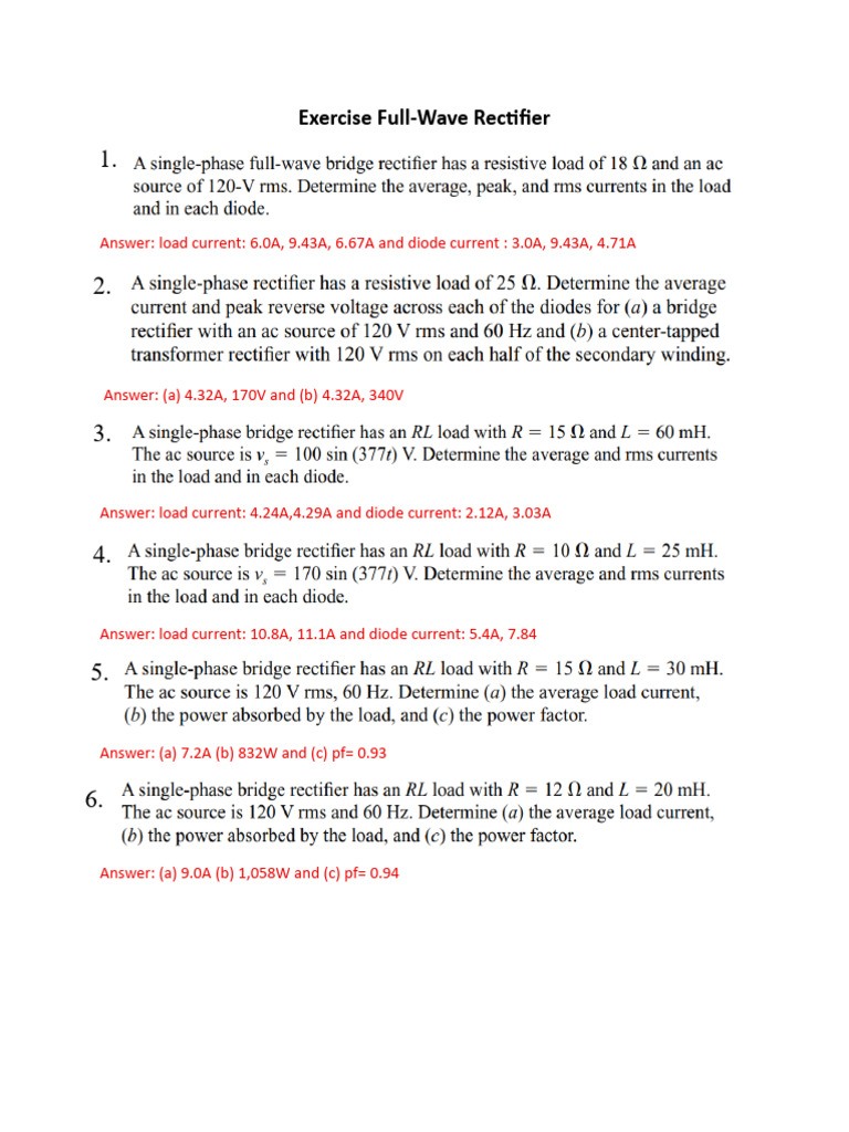 Exercise Full Wave Rectifier-160229-17618141940691 | PDF