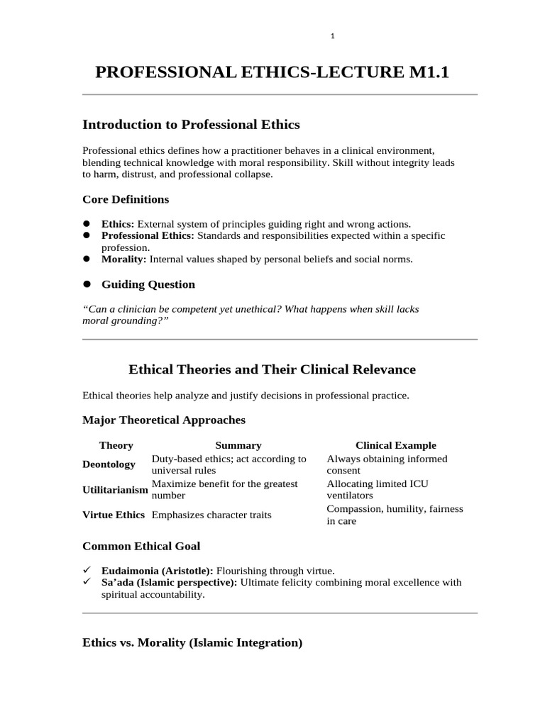 Introduction to Professional Ethics | PDF | Morality