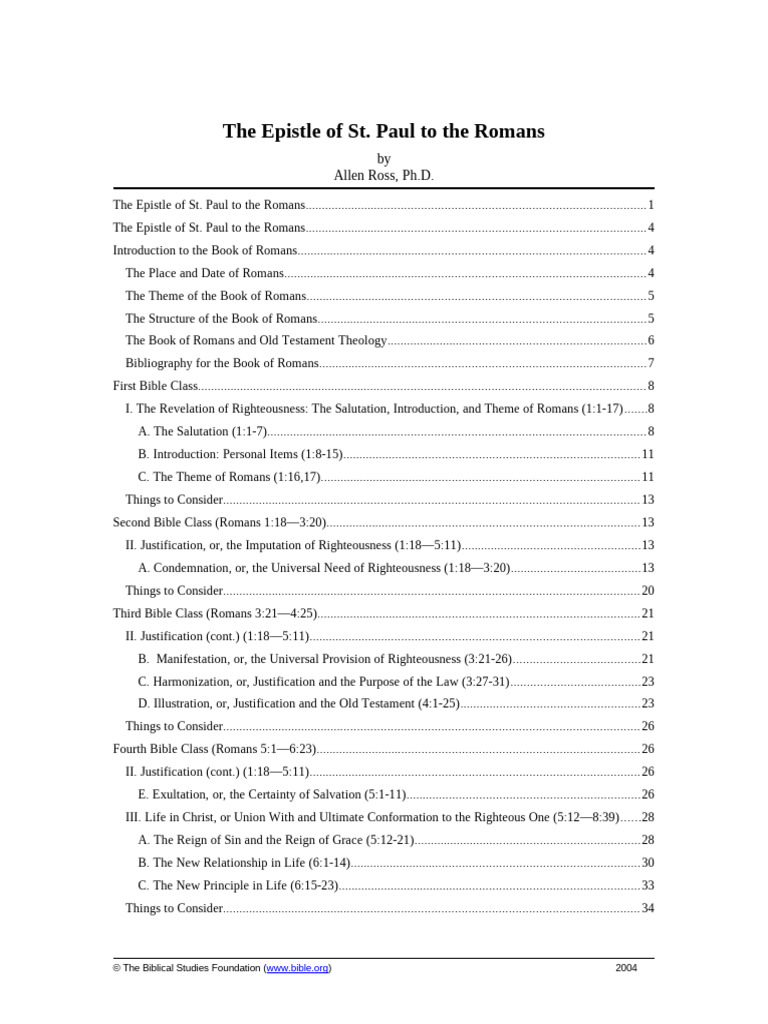 Study Guide for Romans by St. Paul | PDF | Epistle To The Romans | Paul ...