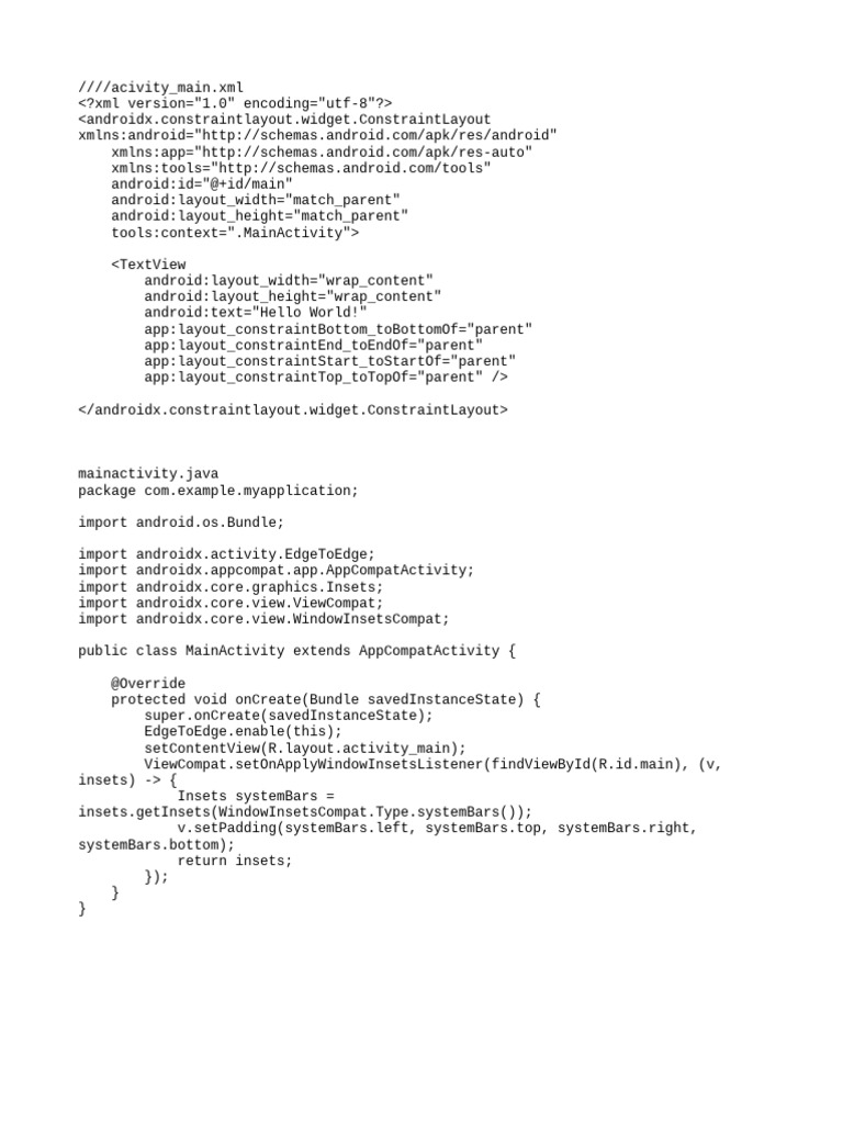Android MainActivity Layout Code | PDF