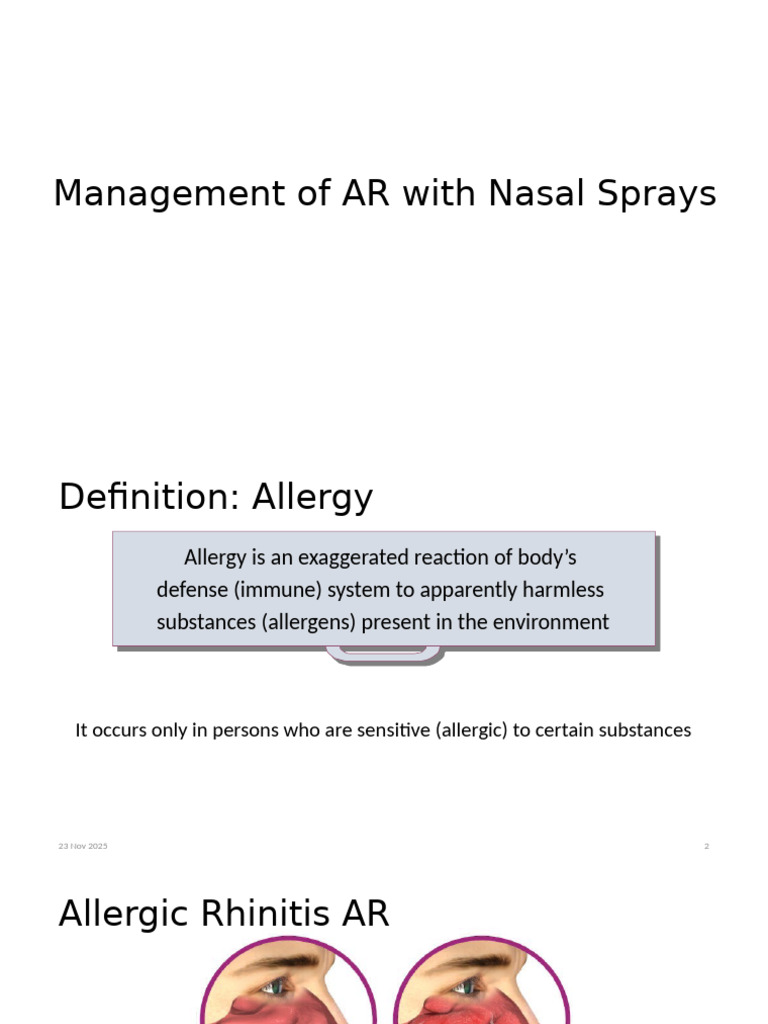 Managing Allergic Rhinitis with Nasal Sprays | PDF | Allergy | Allergen