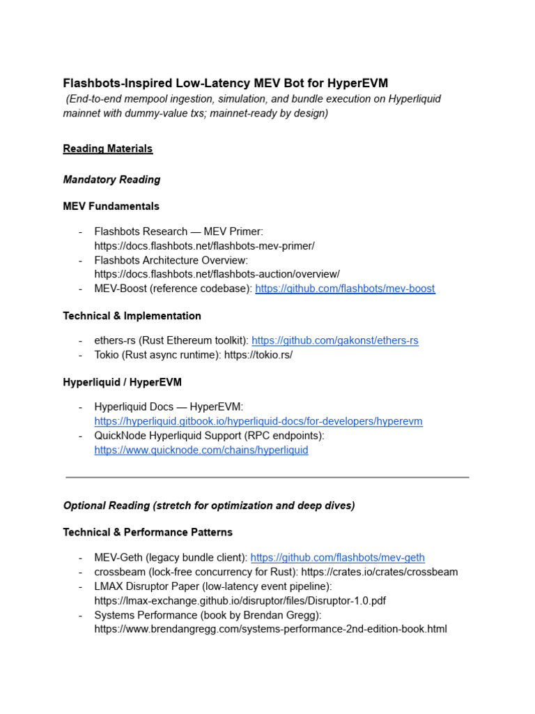 Low-Latency MEV Bot for HyperEVM | PDF | Computing