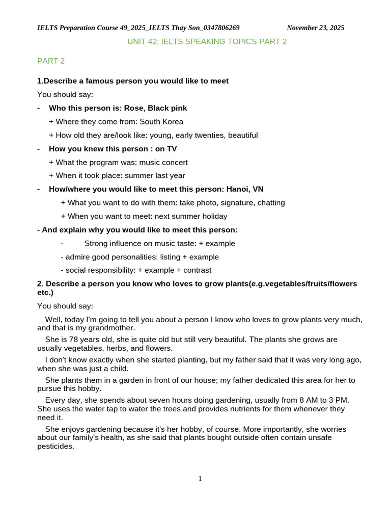 U42 Speaking Part 2 22 | PDF
