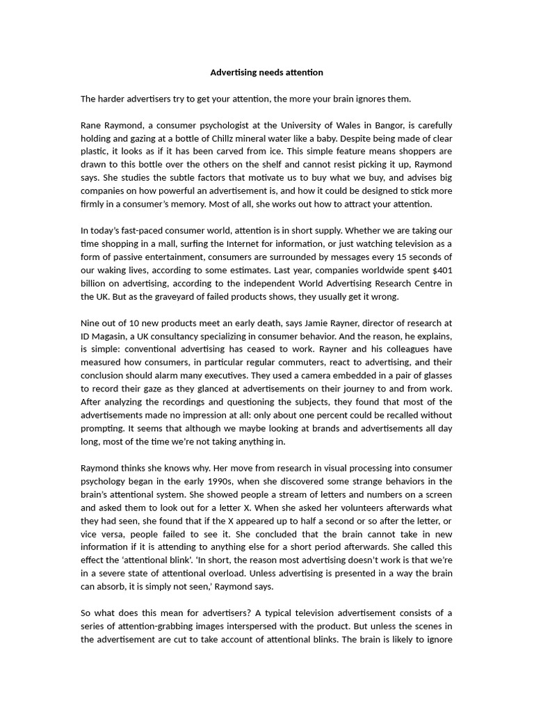 Understanding Consumer Attention in Advertising | PDF | Advertising | Brand
