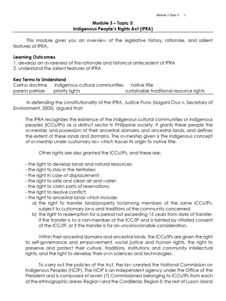 Module+3+Topic+3+ +Indigenous+Peoples+Rights+Act | PDF | Indigenous ...