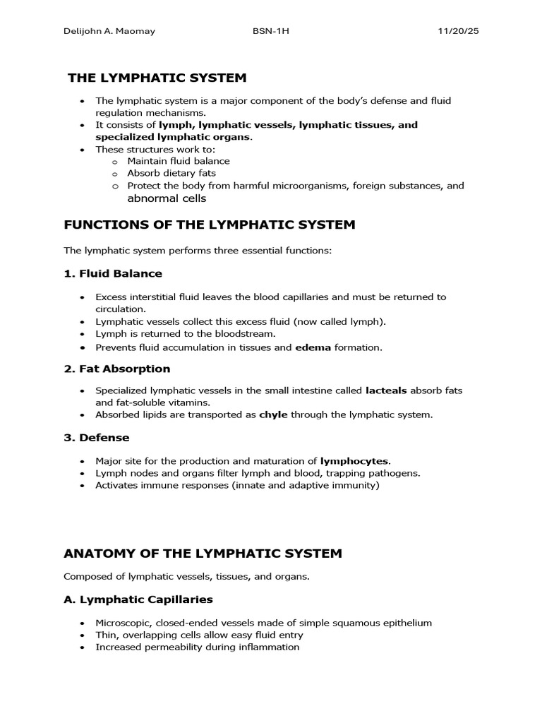 Overview of the Lymphatic System | PDF | Lymphatic System | Lymph
