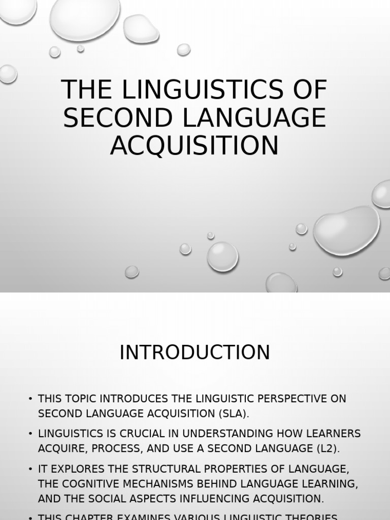 Linguistics in Second Language Acquisition | PDF | Second Language ...