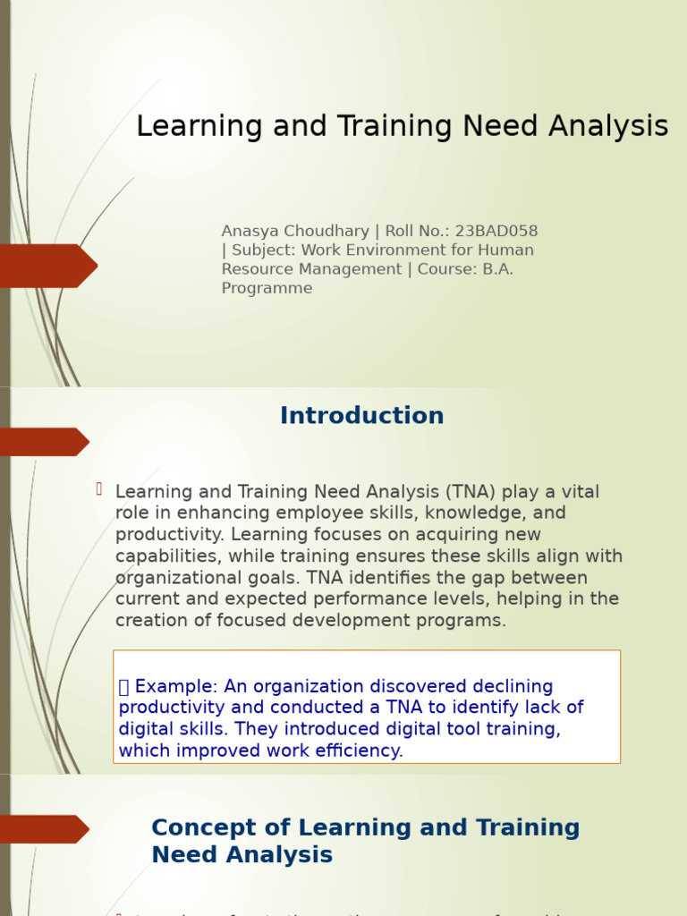 Learning and Training Need Analysis Enhanced | PDF | Learning ...