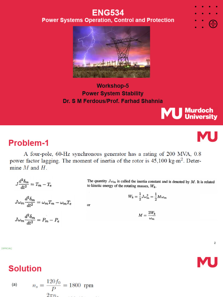Power System Stability Workshop Guide | PDF