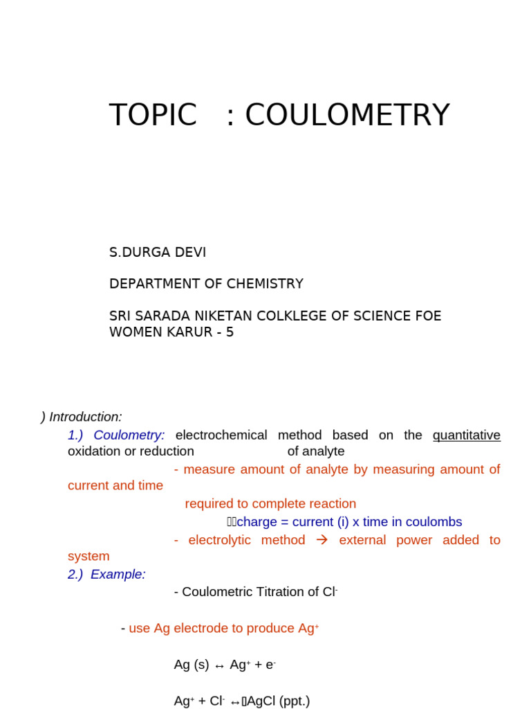 Understanding Coulometry Techniques | PDF | Titration | Chemistry