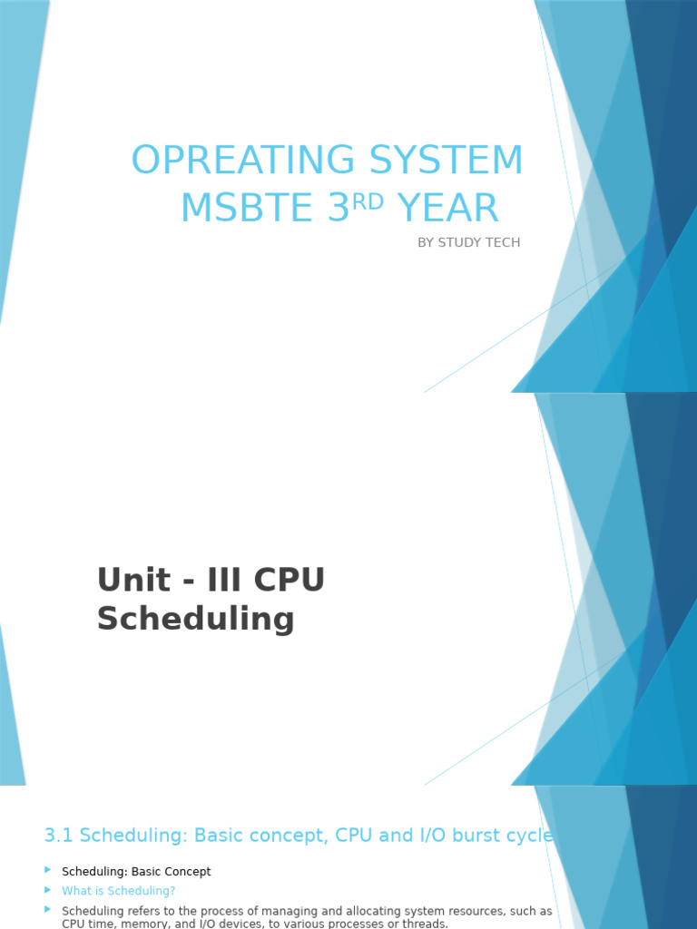 Opreating System Msbte 3 Year: by Study Tech | PDF | Scheduling ...