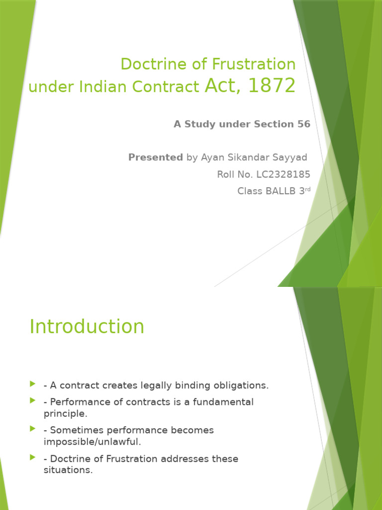 Doctrine of Frustration in Contracts | PDF | Law Of Obligations ...