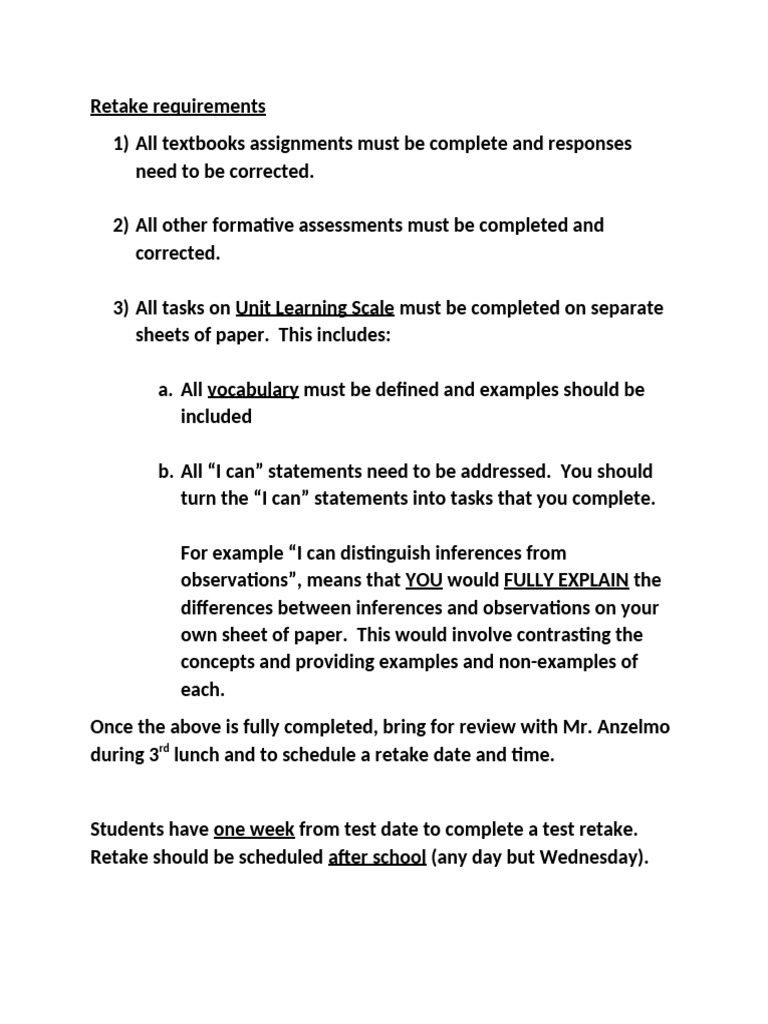 Retake Requirements | PDF