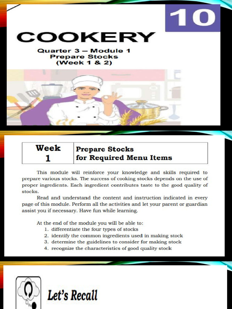 Week 1 3rd Quarter For Notes | PDF | Stock (Food) | Foods