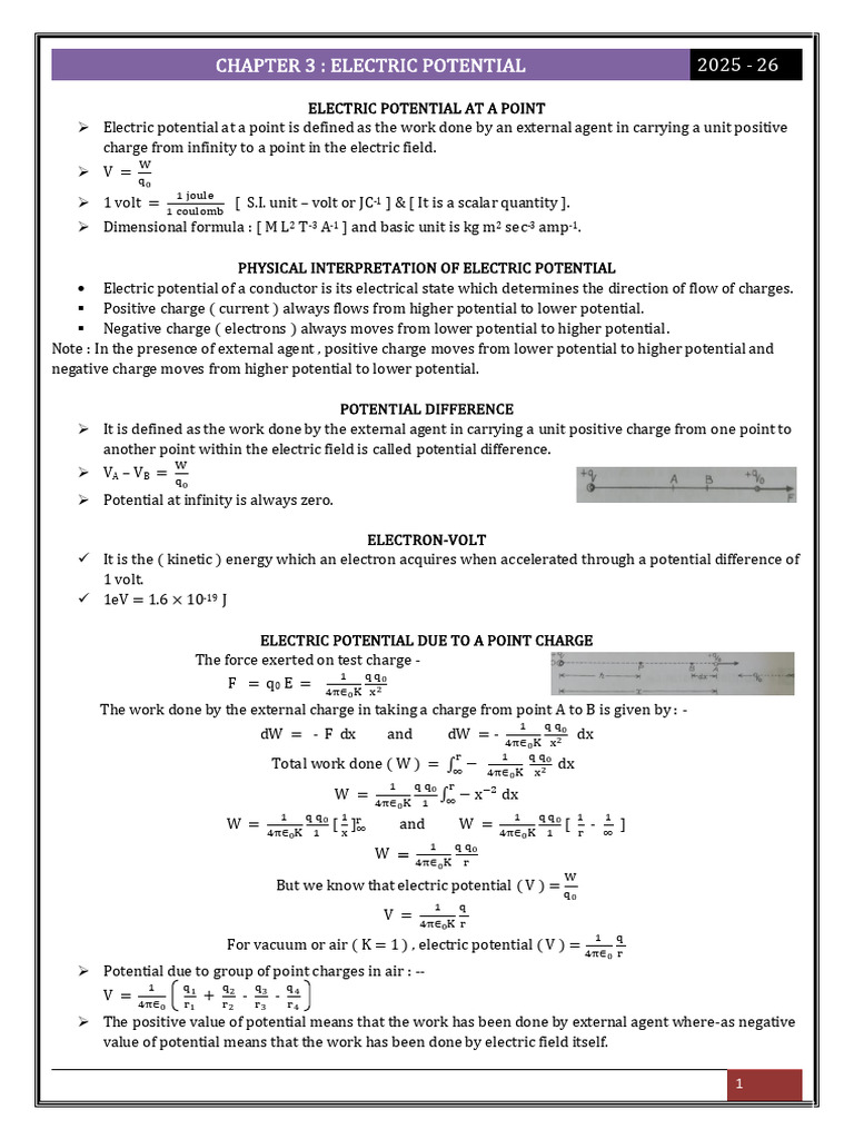 L 3 Electric Potential 25 | PDF | Electron | Circle