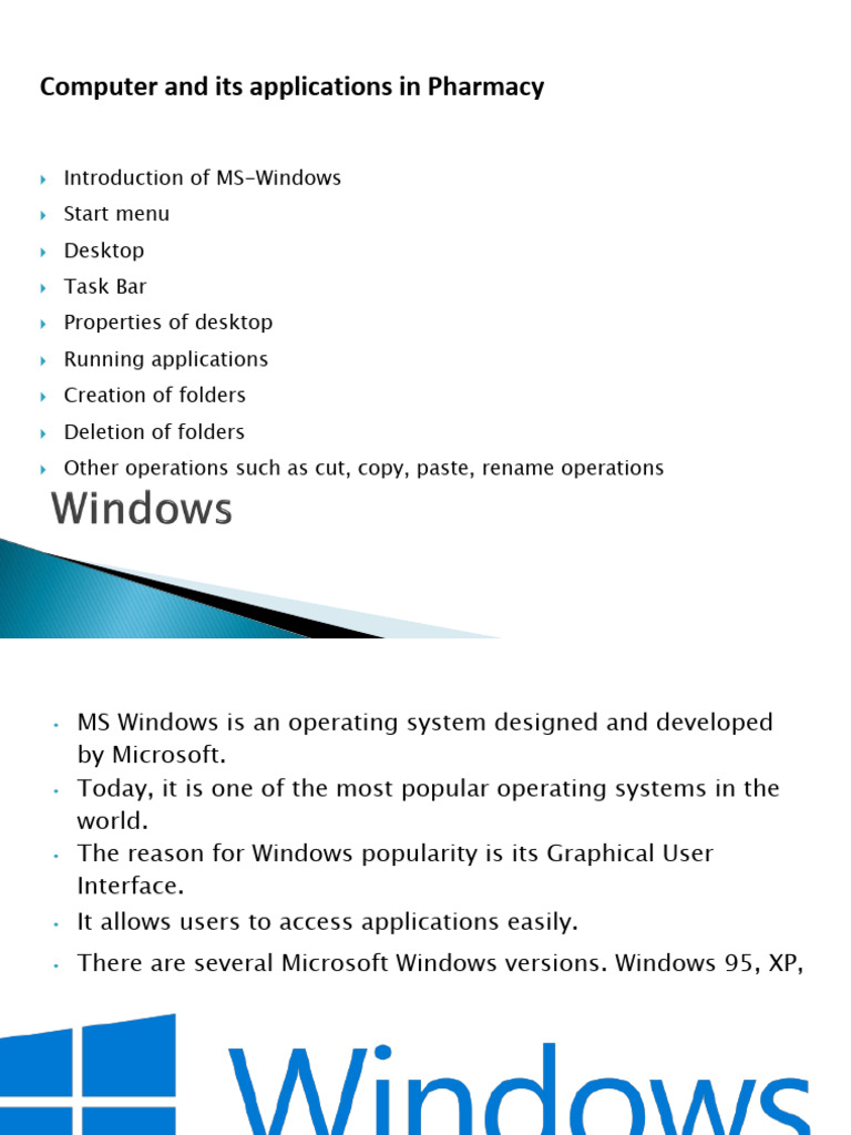 MS Windows Overview for Pharmacy Applications | PDF | Window (Computing ...