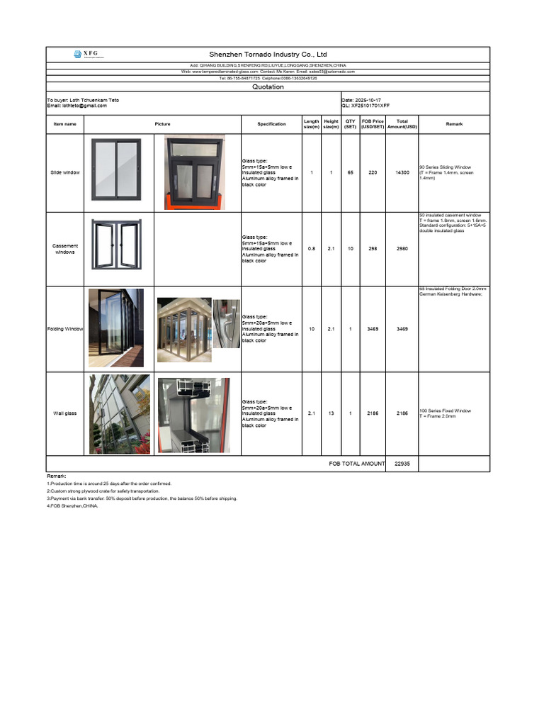 Quotation for Insulated Glass Windows | PDF | Window
