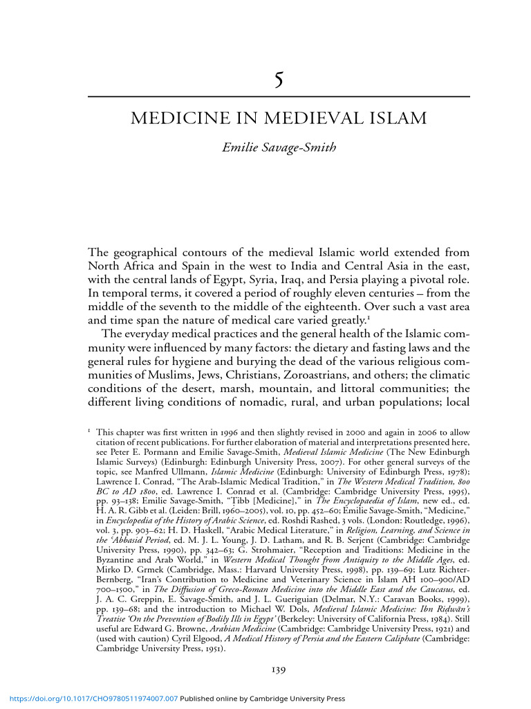 Medieval Islamic Medicine Overview | PDF
