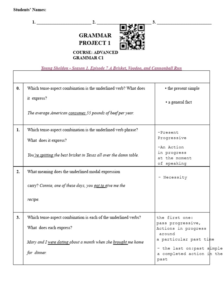 Ag. Grammar Project 1 | PDF | Verb | Linguistic Morphology