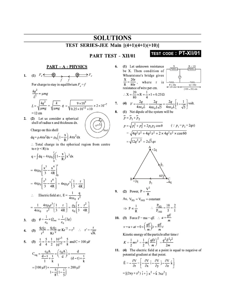 1 Part Test XII Sol | PDF