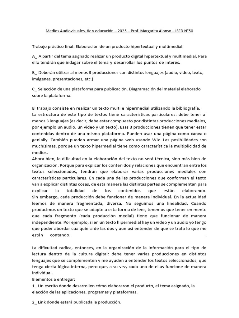 TP Final Medios Audiovisuales, Tic y Educación 2025 | PDF | Informática