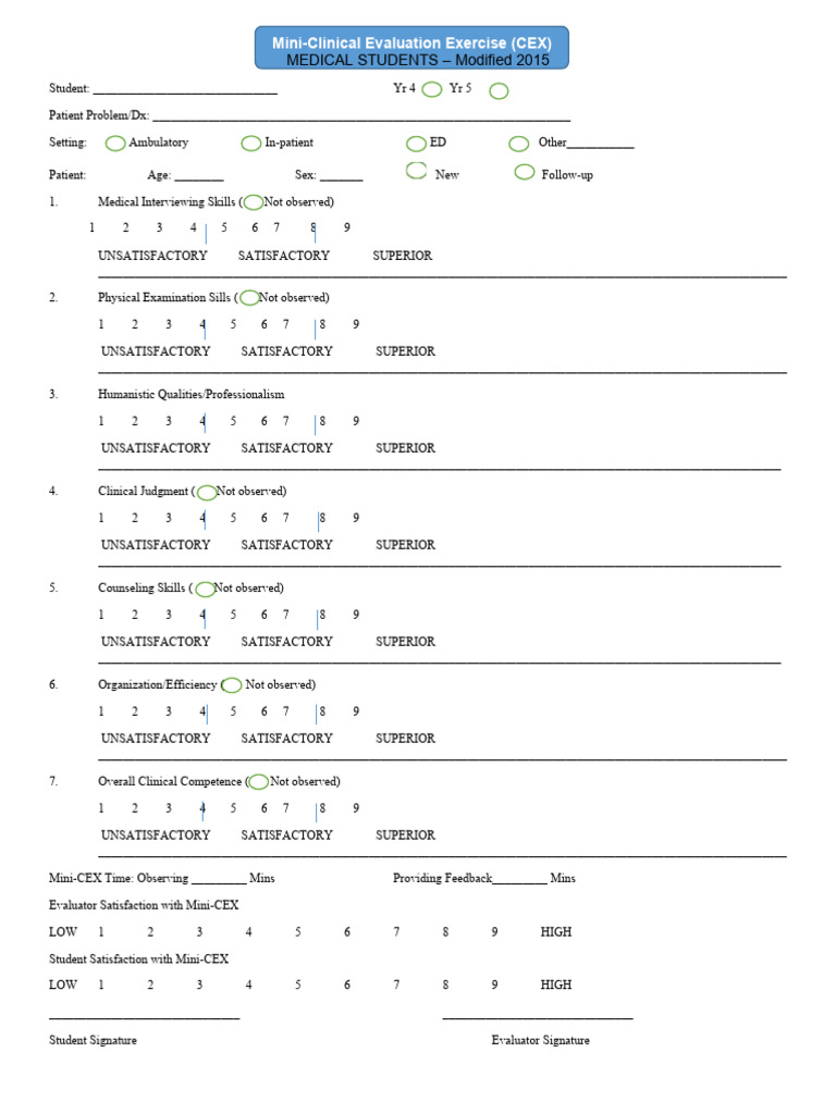 Mini-CEX Evaluation for Medical Students | PDF | Health Care | Chess Theory