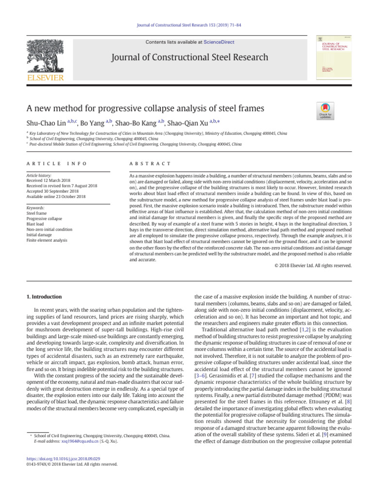 Progressive Collapse Analysis of Steel Frames | PDF | Strength Of ...