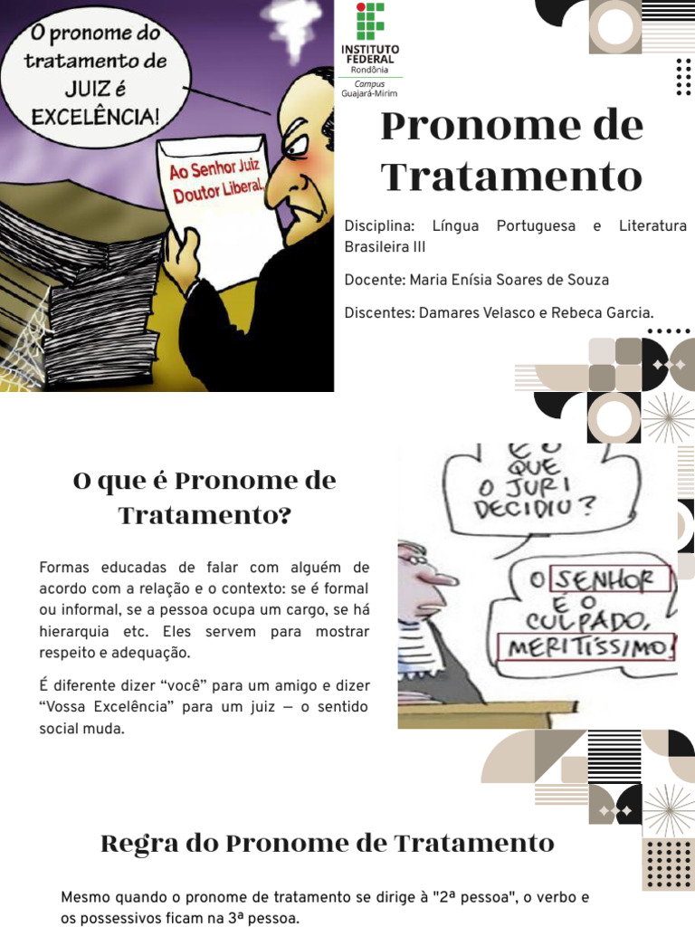Pronome de Tratamento: Uso e Regras | PDF | Pronome | Linguística
