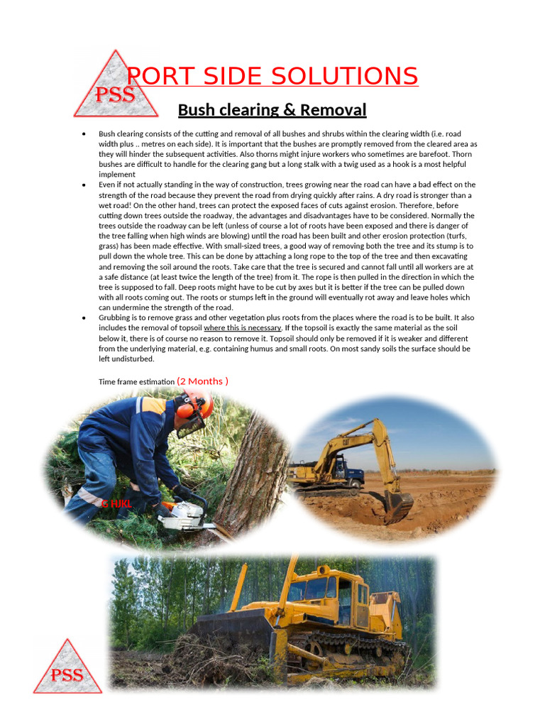 Bush Clearing and Site Preparation Guide | PDF | Concrete | Soil