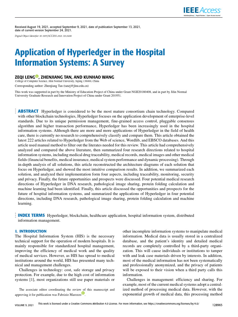Hyperledger in Hospital Information Systems | PDF | Electronic Health ...