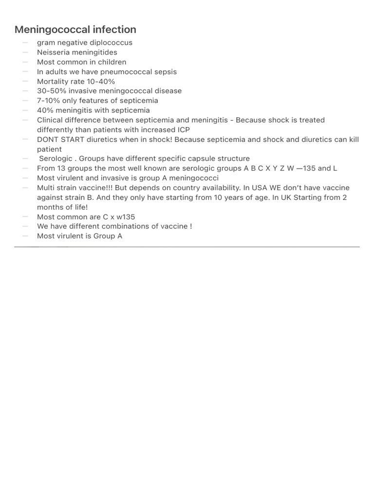 Meningococcal Infection Overview and Management | PDF | Meningitis ...
