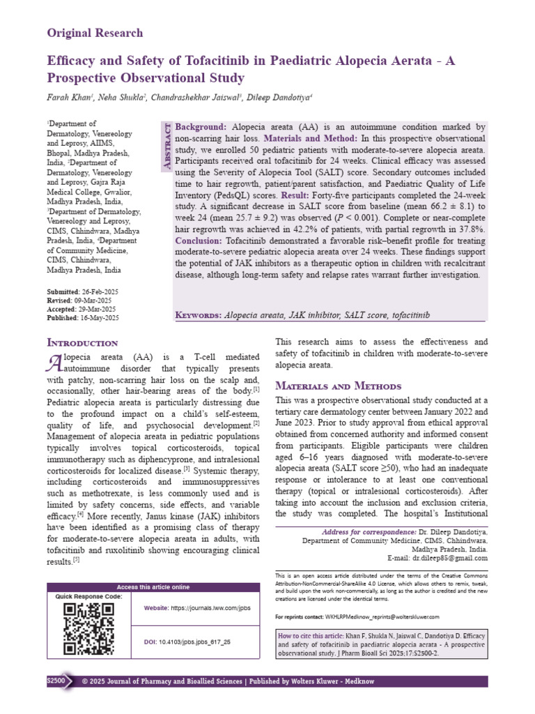 Efficacy and Safety of Tofacitinib in Paediatric.142 | PDF | Diseases ...