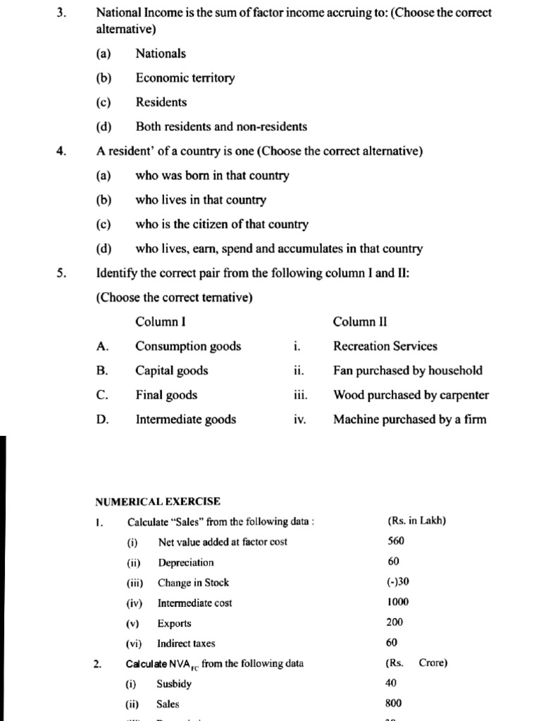 National Income Numerical Questions | PDF | Consumption Of Fixed ...