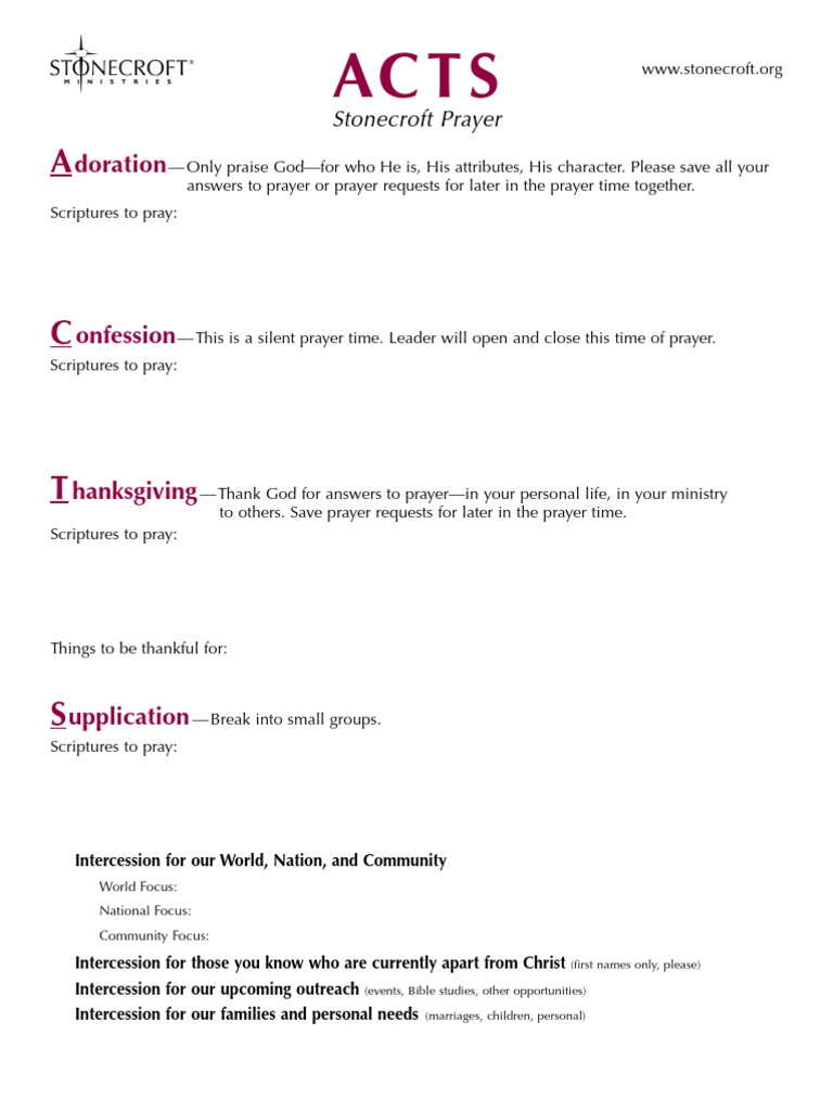 Acts Prayer Format | Prayer | Intercession