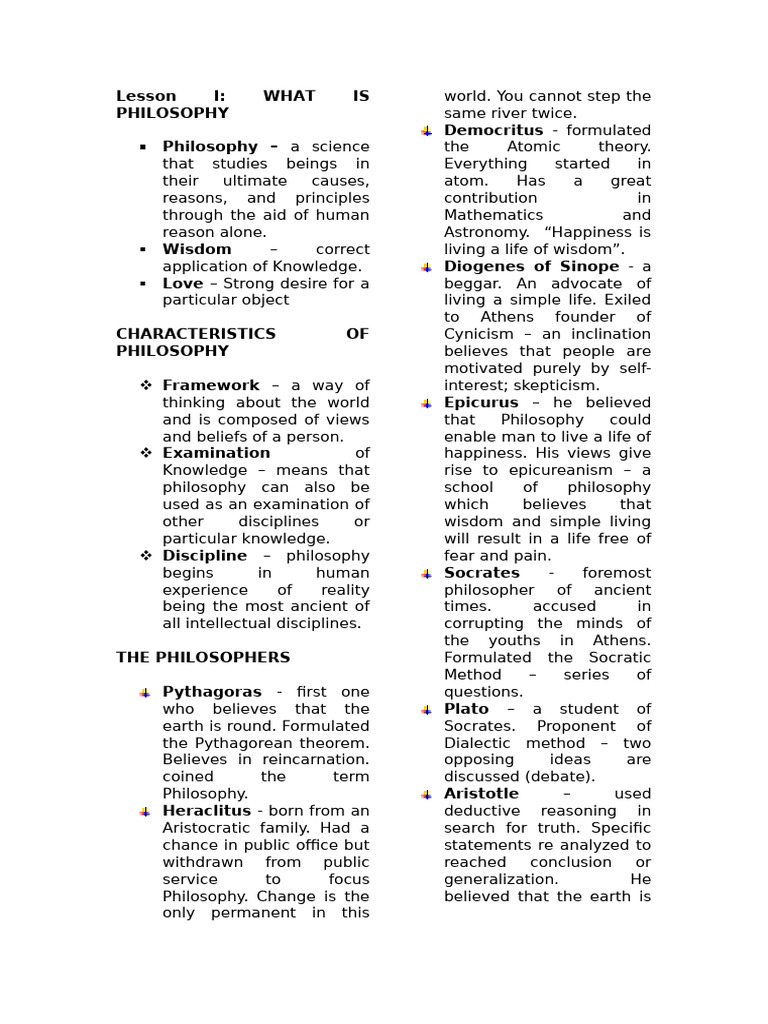 Philo Reviewer | PDF | Reason | Socrates