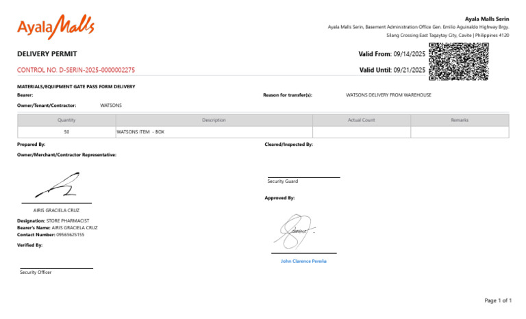 Delivery Permit D SERIN 2025 0000002275 | PDF