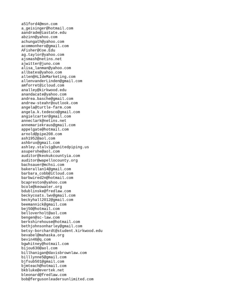 List of Email Addresses | PDF