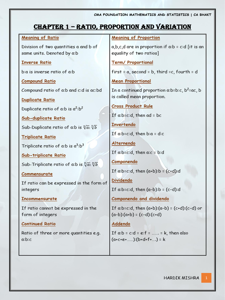 Cma Foundation Maths God Level Revision | PDF | Mean | Median