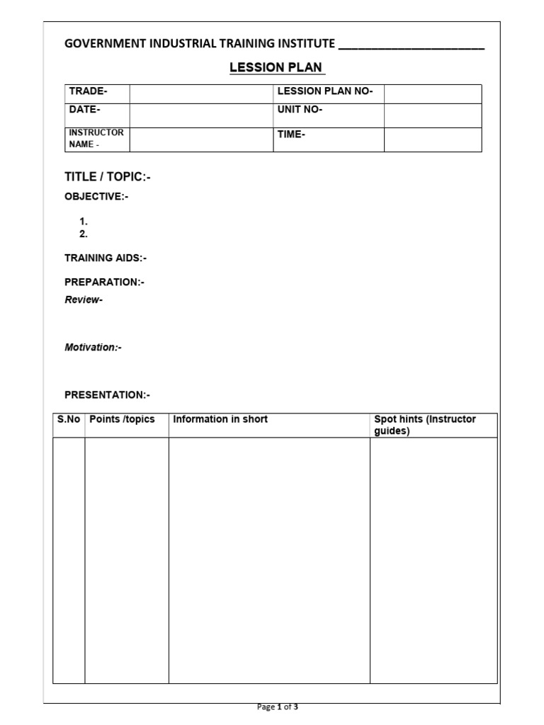 Lesson Plan Format | PDF