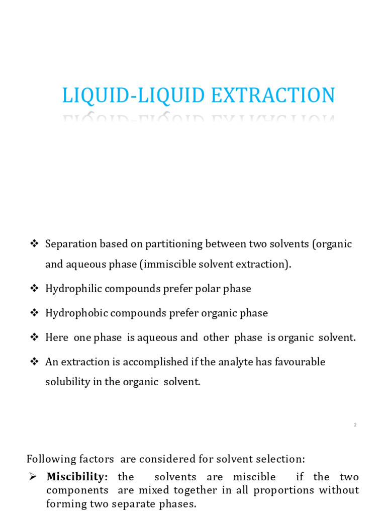 Liquid-Liquid Extraction Techniques | PDF | Acid | Solvent
