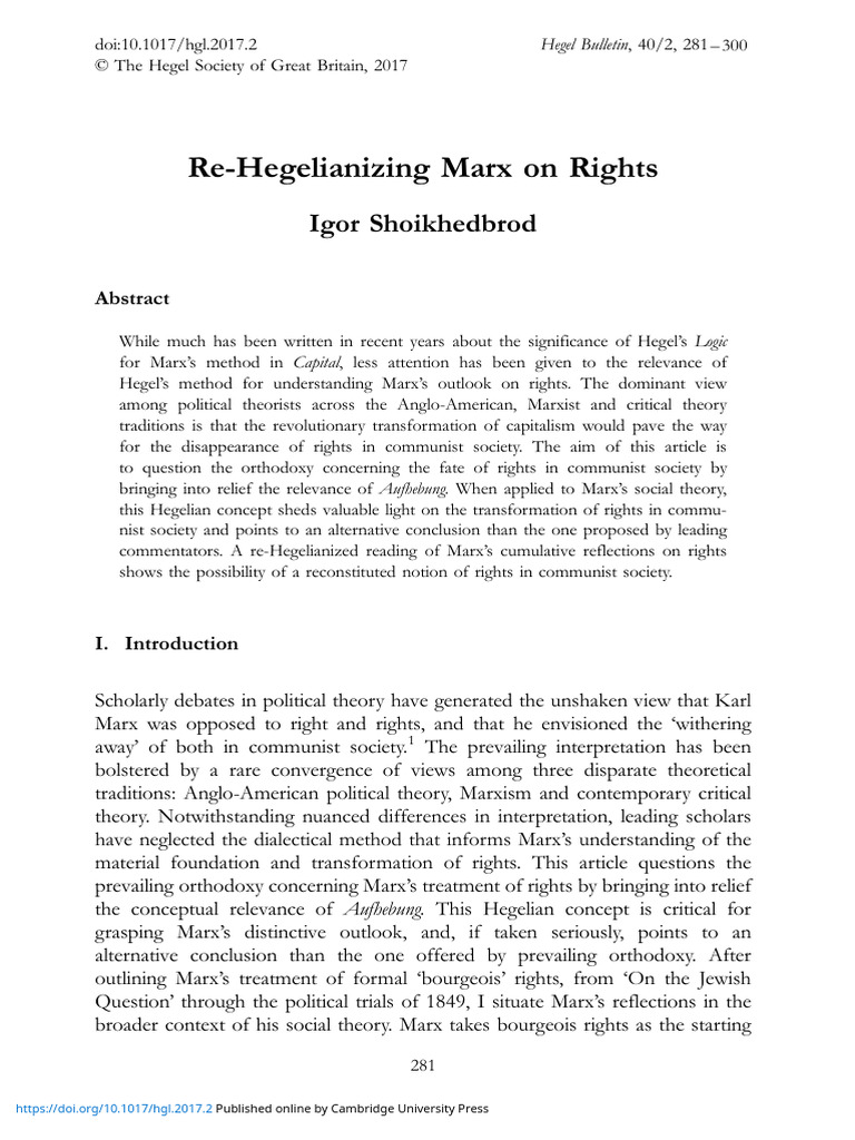 Reinterpreting Marx's View on Rights | PDF | Karl Marx | Communism
